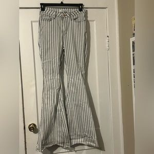 Judy blue white and blue stripped flare leg jeans